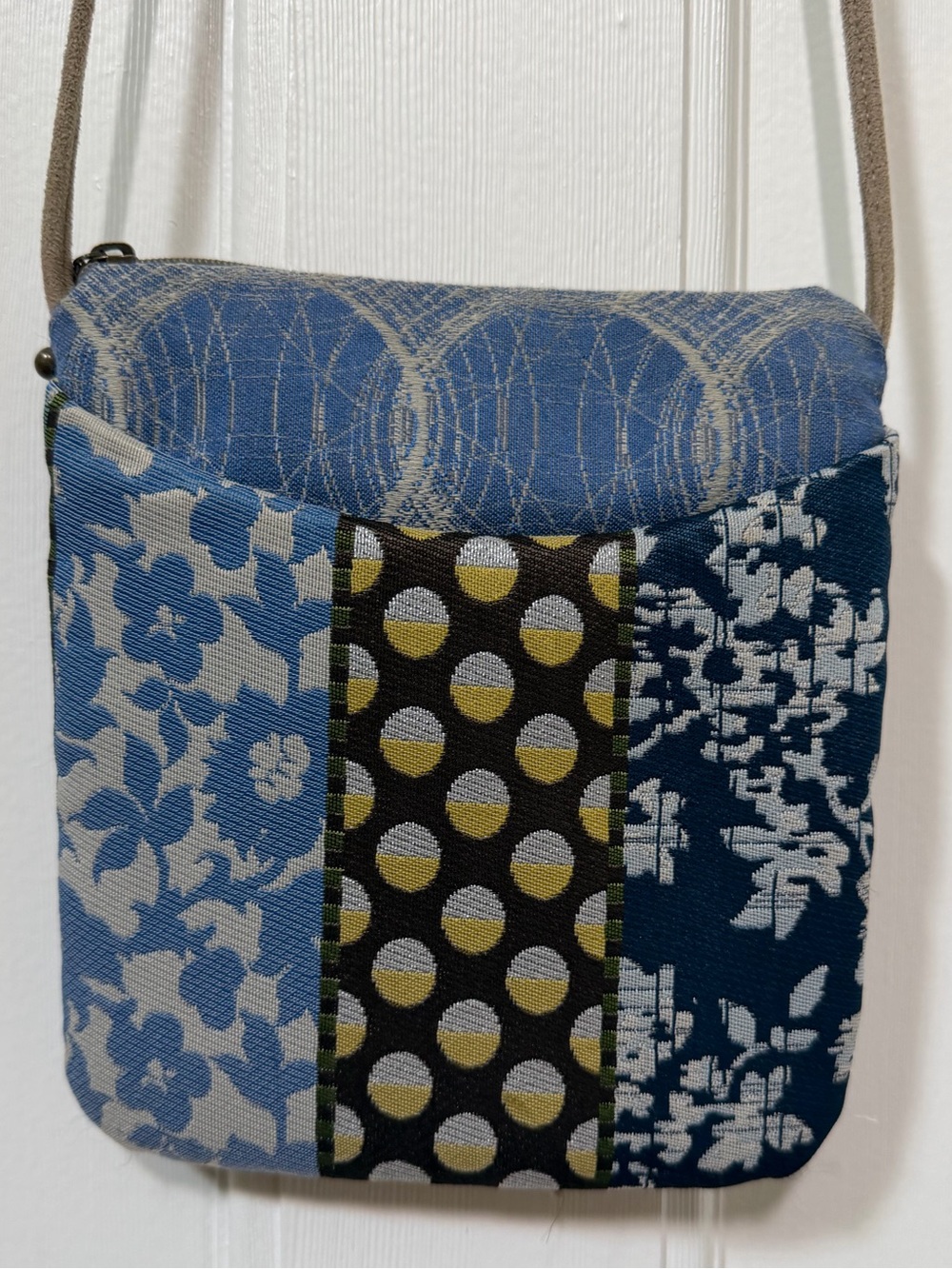 Maruca Crossbody Bag in Blues, White & Yellow.